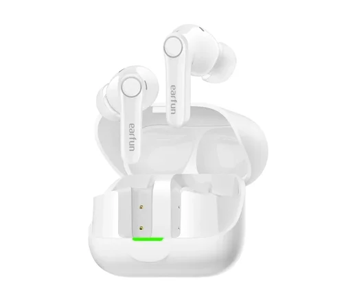 EarFun Air Pro 4+ in Weiß mit geöffnetem Case