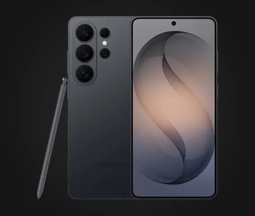 Samsung Galaxy S26 Ultra in Schwarz, Vorder- und Rückseite mit S Pen