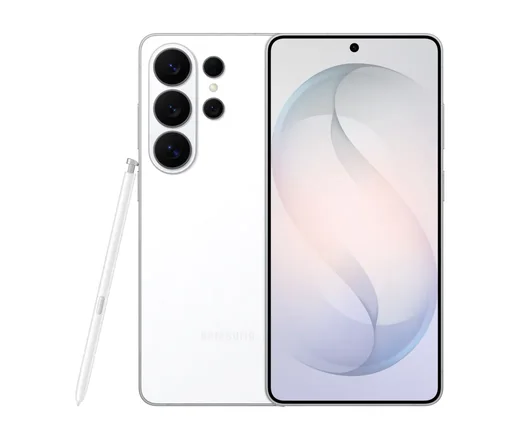 Samsung Galaxy S26 Ultra in Weiß, Vorder- und Rückseite mit S Pen