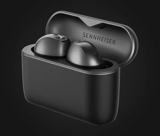 Sennheiser Momentum True Wireless 5 in Graphite mit geöffnetem Case
