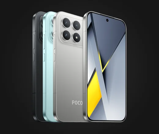 POCO F8 Pro in Silber mit weiteren Farben, Rück- und Vorderseite