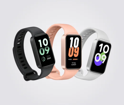 Xiaomi Smart Band 11 Active in Schwarz, Rosa und Silber, Vorderansicht